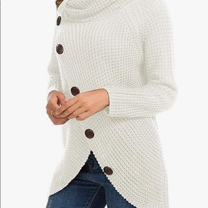 GRECERELLE Women's Chunky Button Pullover Sweater Turtle Cowl Neck  Hem Knit